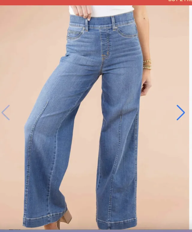 Women's Vintage Fleece lined Lengthened High Waist Wide Leg Jeans Light Dark Blue Regular - Shop at LoveMi