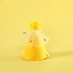 Pet Sequin Lace Bib Rhinestone Gauze Skirt Felt Hat - Rhinestone Yellow Hooded - View 1