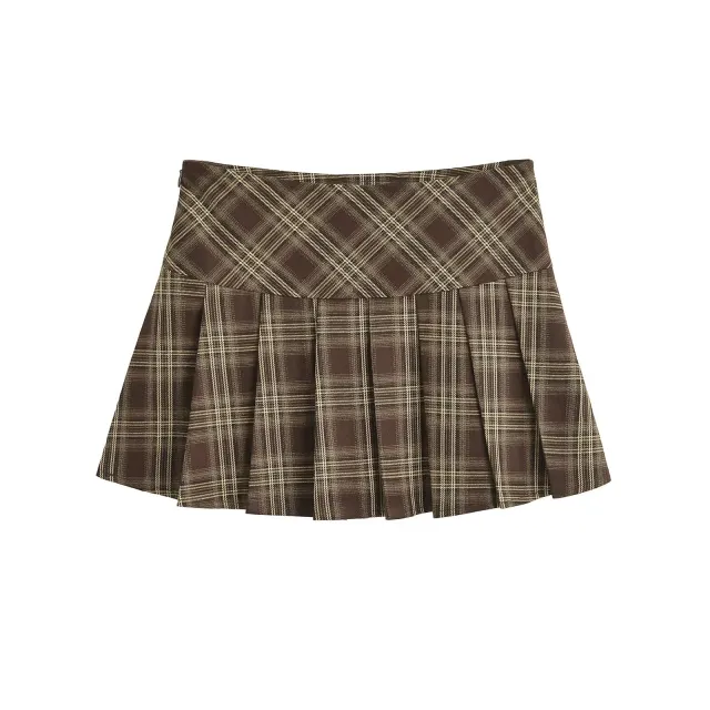 Mini Pleated Skirt Women's European And American Style Brown - Shop at LoveMi