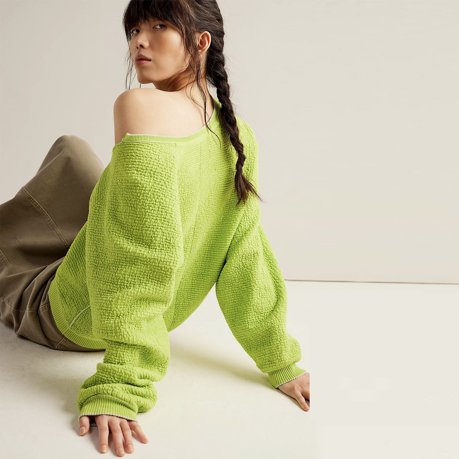 Women's Two-color Woolen Loose Sweater