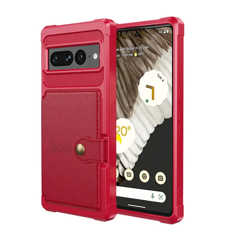 Applicable To Google Pixel 7 Card Phone Case Button Wallet Drop-resistant Protective Case