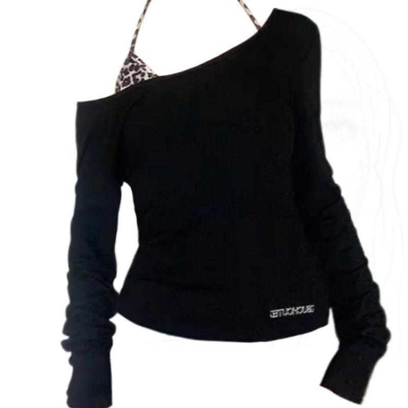 Pure Desire Style Long Sleeve Slim Leopard Print Sling Basic Bandage Dress Suit Leopard - Shop at LoveMi