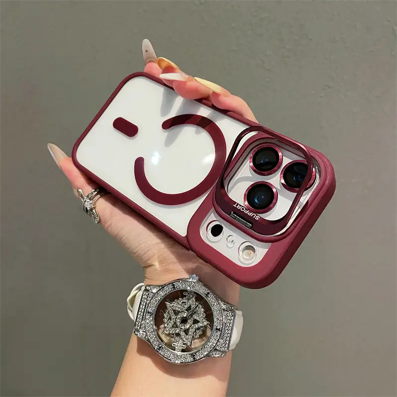 Hardware Lens Bracket Transparent Magnetic Phone Case