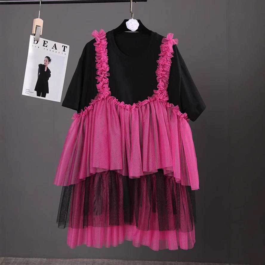 Womens Loose-fit Dress With Mesh Paneling
