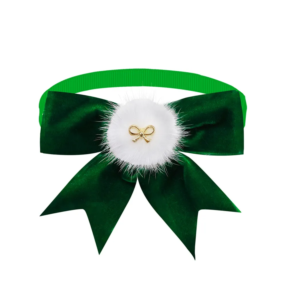 Pet Tie Solid Color Bow Jewelry Suede Adjustable - Green