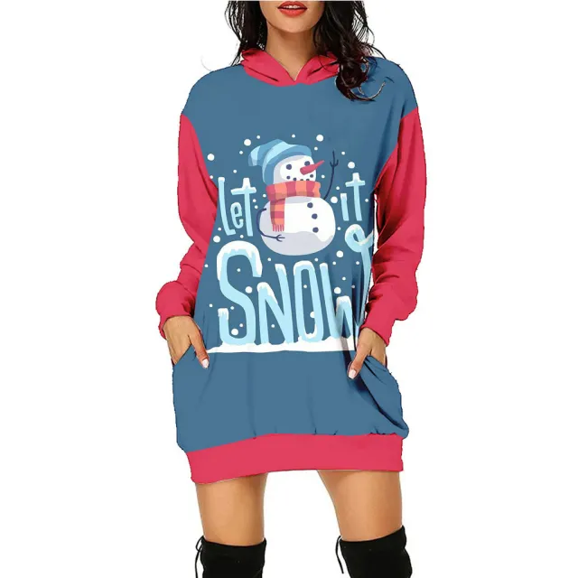 Women's Fashion Casual Printing Christmas Holiday Party Sweater Dress Swy090212 M - Shop at LoveMi