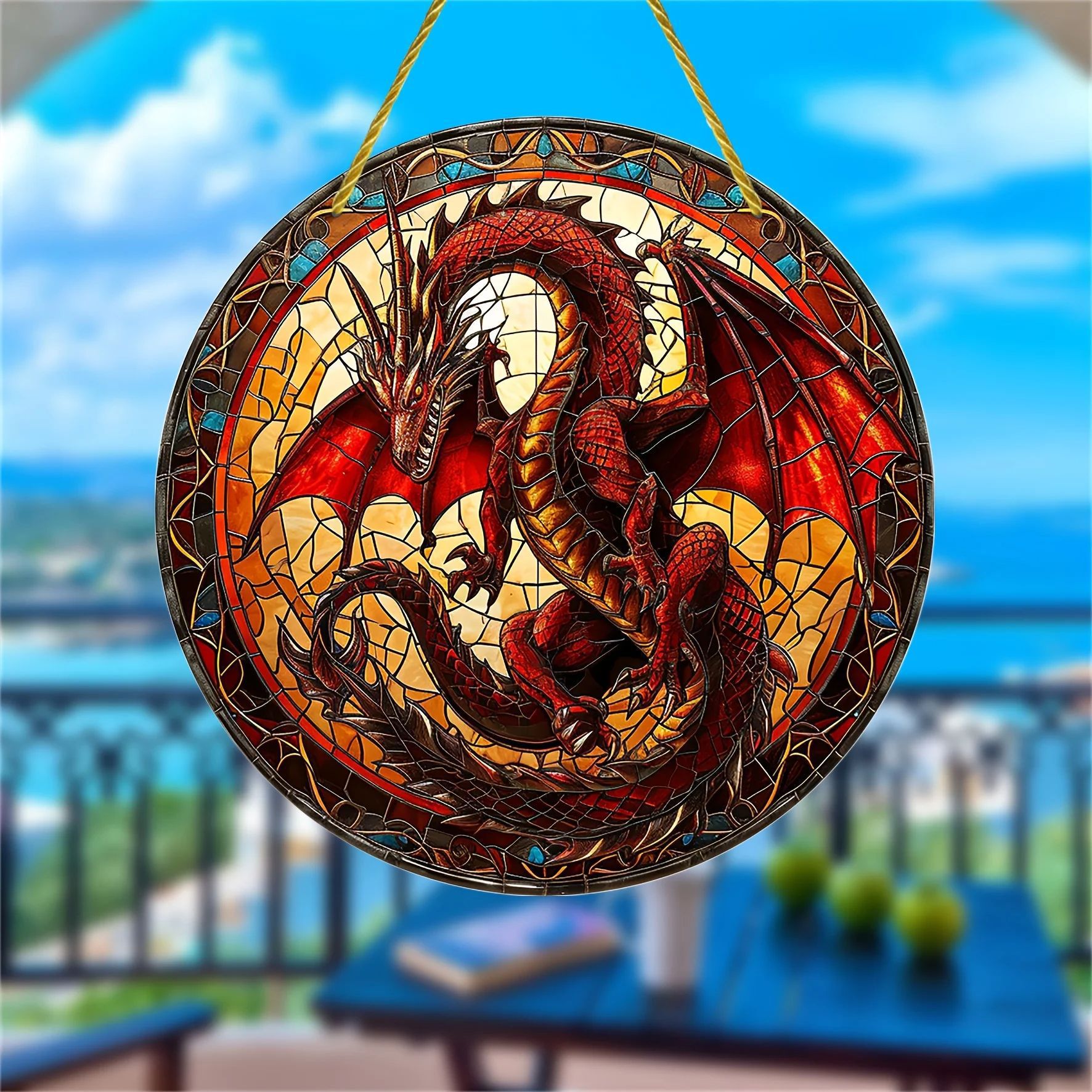 Title 7, Acrylic Dragon Japanese Catcher Glass Window Tr...