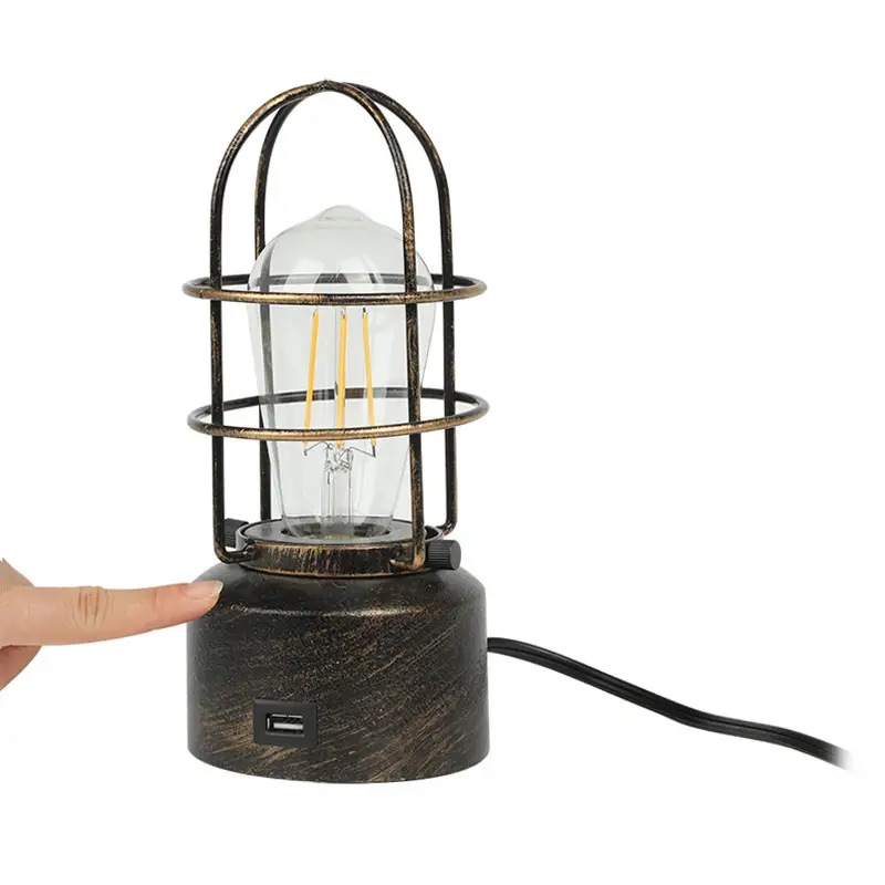 Retro Industrial Study Night Light With USB Charging Dimming