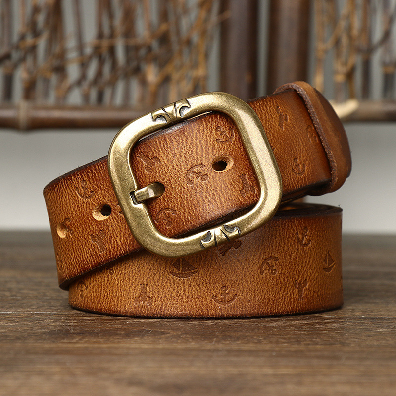 Mens Korean-style Patterned Leather Belt