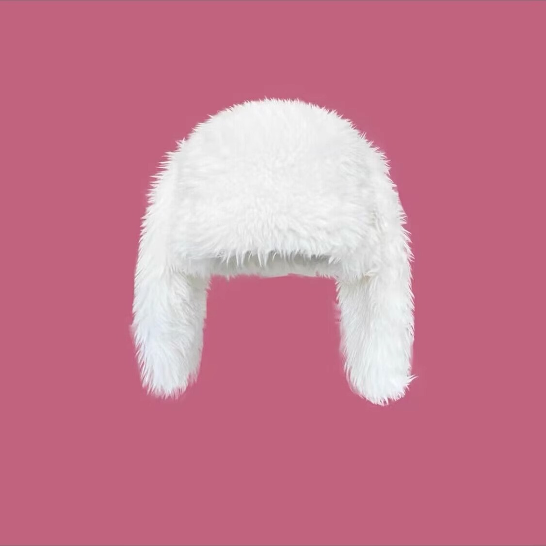 Rabbit Ear Plush Hat White