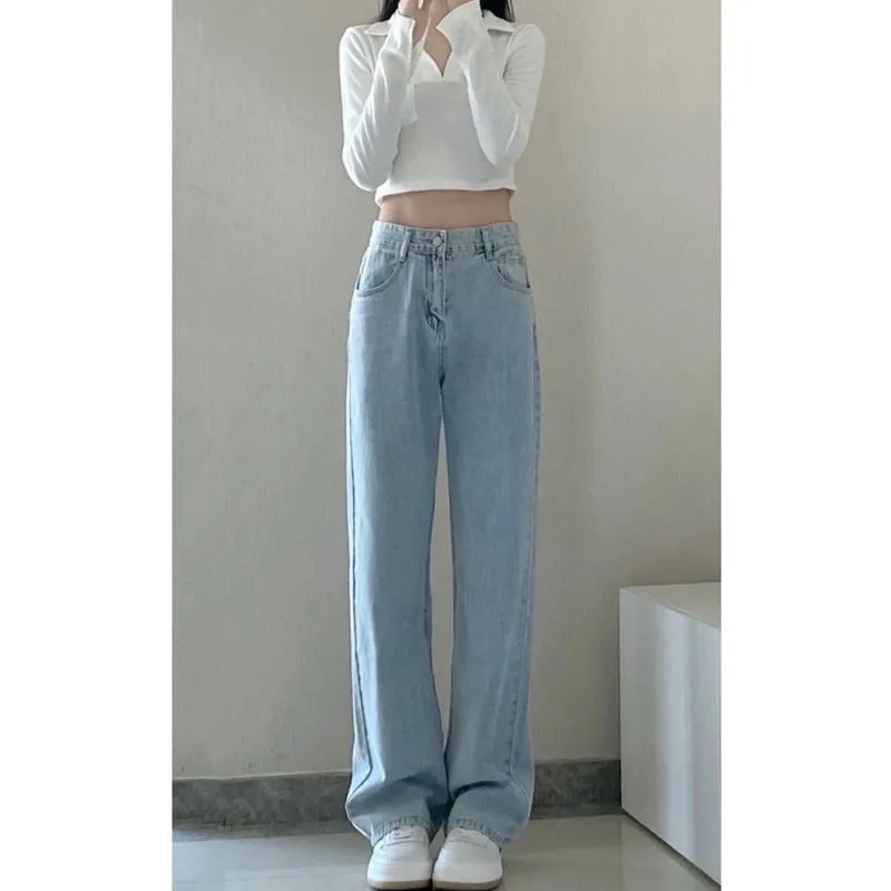 Retro Straight Drooping Summer Long Pants - Blue
