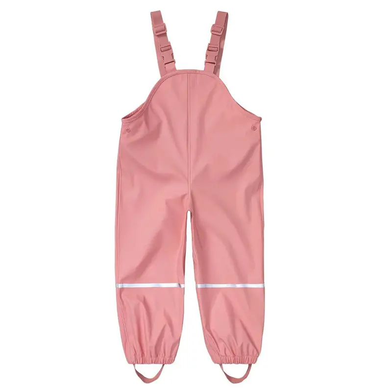 Children's One-piece Waterproof Breathable PU Shoulder Strap Rain Pants