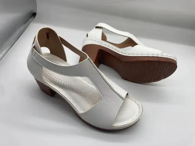Peep Toe Plus Size Wedge Open Toe Buckle Roman Style High Heel Sandals White - Shop at LoveMi