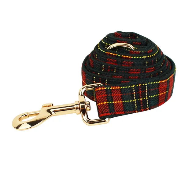 Christmas Pet Collar Plaid With Green Background Dog Rope Leash Suit Dog Leash - Shop at LoveMi