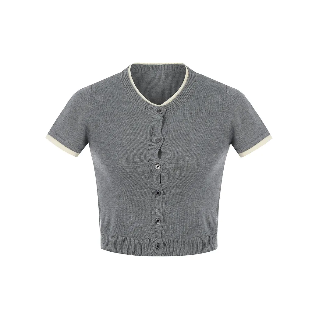 American Retro Cute Simple Short Sleeve - Gray