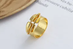 S925 Sterling Silver Cold Style Irregular Metal Niche Design Ring - Dj1092Golden - View 1