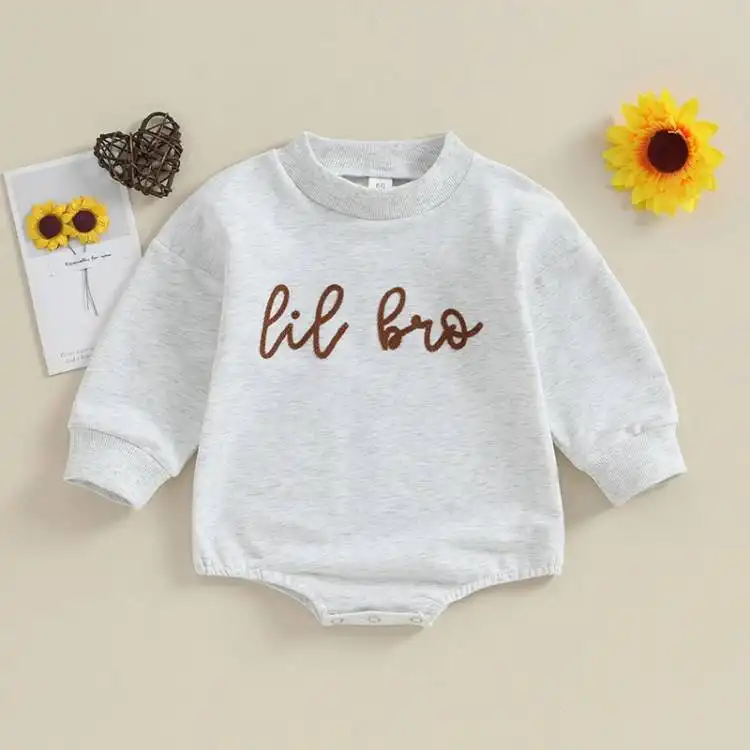 Children's Autumn Models Infant Toddler Alphabet Embroidery Long Sleeve One-piece Sweater Long Sleeve