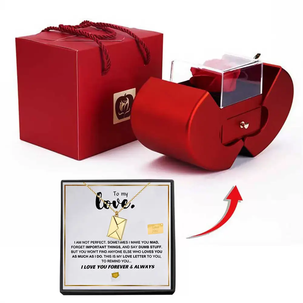 Personalized Flip Envelope Pendant Creative Gift Stainless-steel Jewelry Apple-box Set