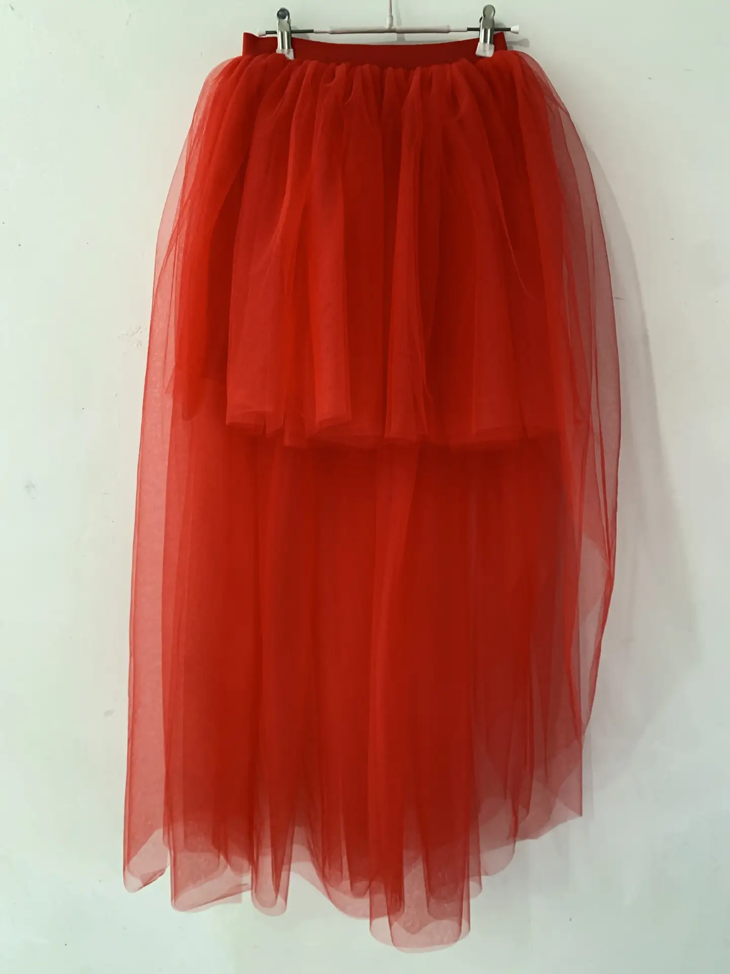 Summer Black Mesh Short Front And Long Back Fluffy Midi Skirt