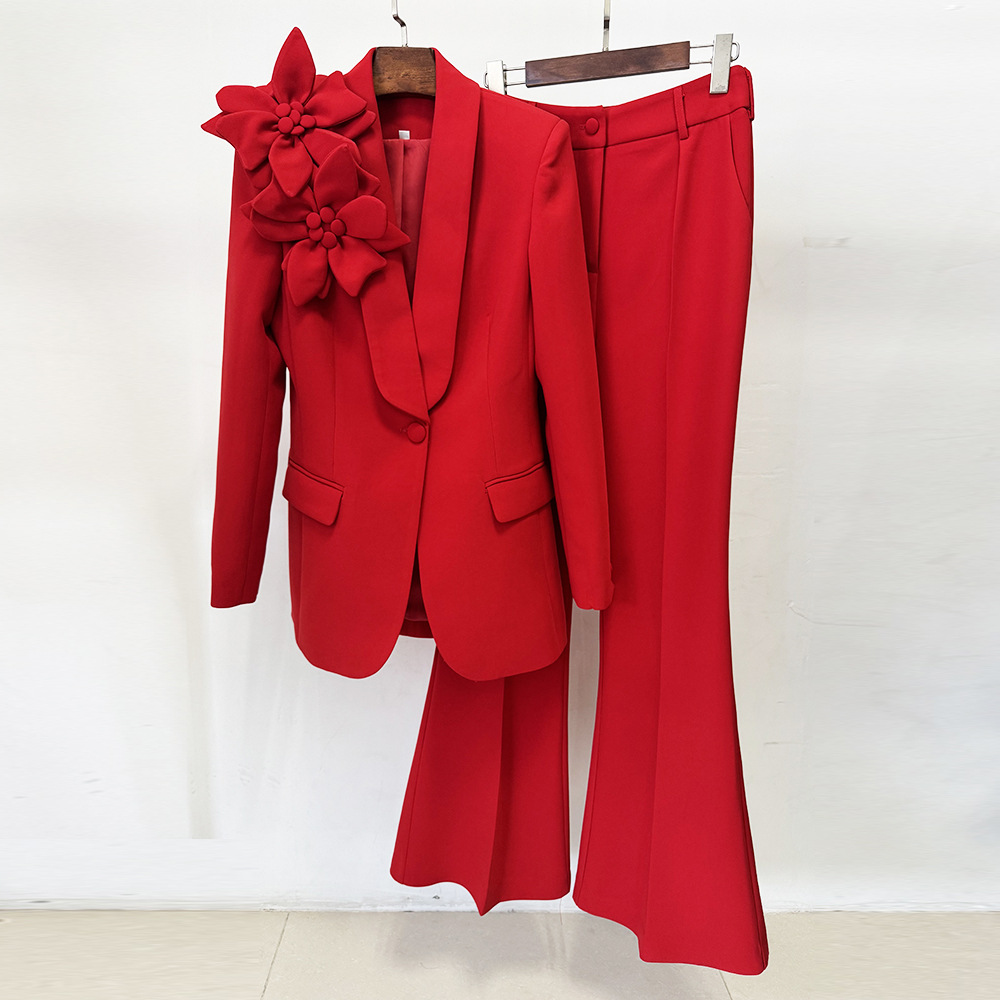 Women's Solid Color Flower Loose Suit Set 8