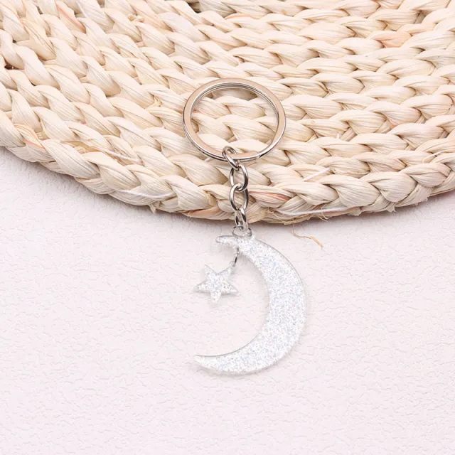 European And American Sun Moon Acrylic Keychain Pendant Creative Simple White - Shop at LoveMi