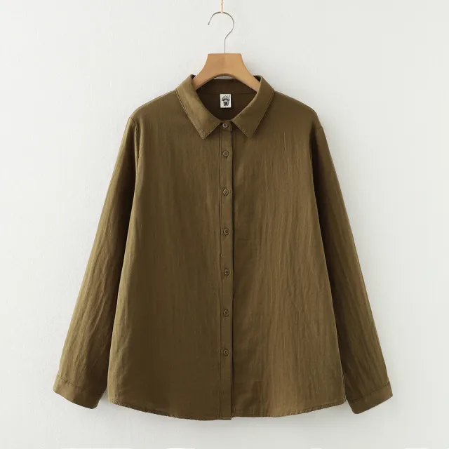 Double layer Cotton Yarn Pure Color Skin friendly Long sleeved Shirt Army Yellow Color - Shop at LoveMi