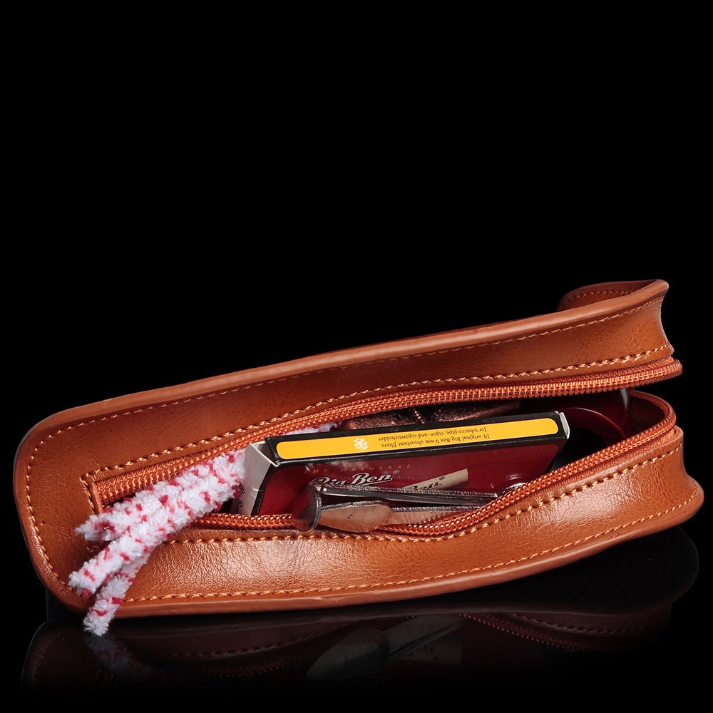 Single Handmade Cowhide Ebony Travel Portable Leather Pouch - Image 3