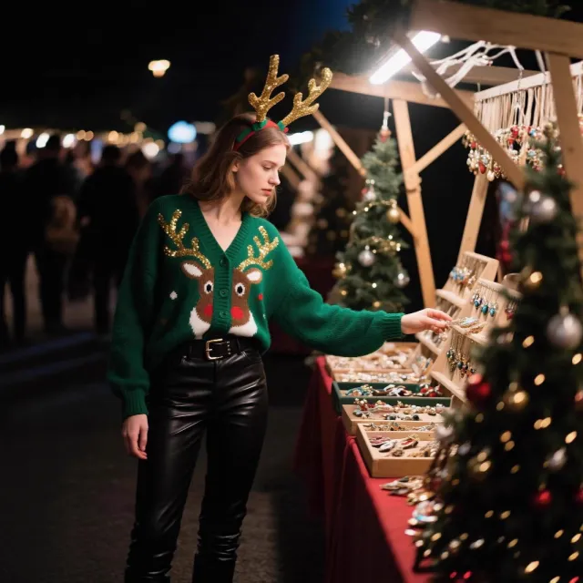 Christmas Sweater Women's Cardigan Deer Autumn And Winter Green - Shop at LoveMi