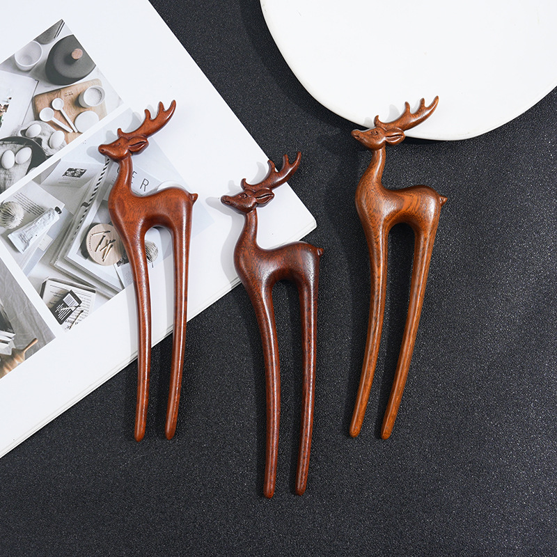 Wooden Women's Chinese Style Headdress Animal Hairpin 27
