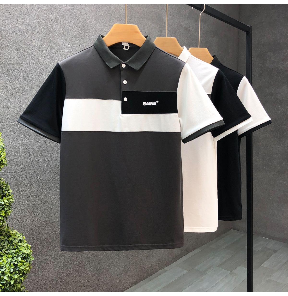 Title 3, Mens Trend Stitching Contrast Color Polo Shirt...