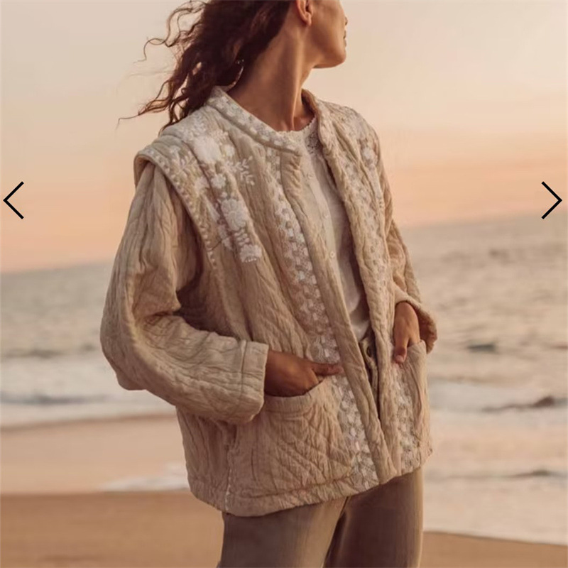 Autumn And Winter Cotton Coat Round Neck High Sense