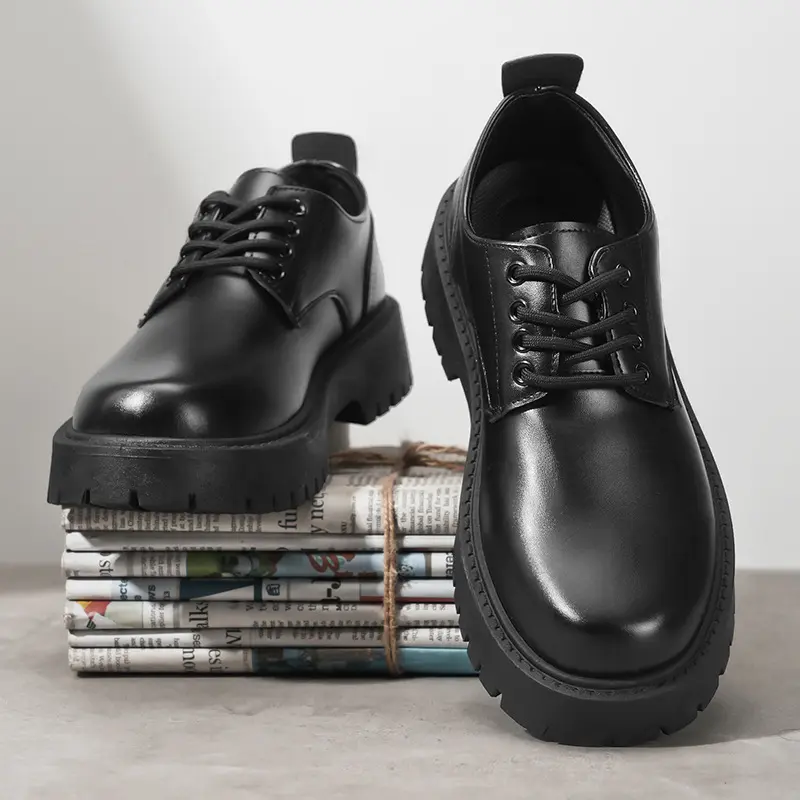 Mens Business Waterproof Black Leather Shoes