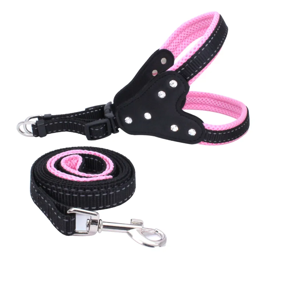 Rhinestone Pet Reflective Gallus Traction Sleeve - Pink