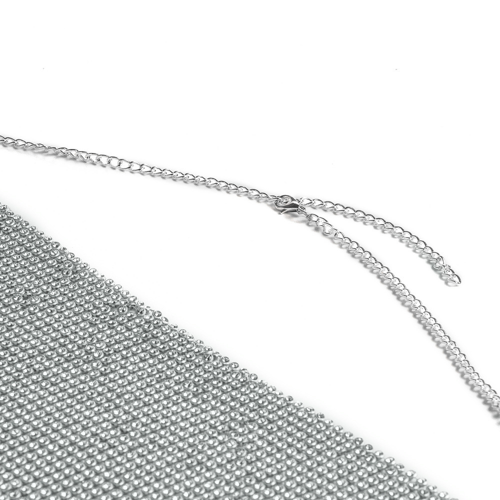 Women's Fashion Metal Super Flash Rhinestone Chain Halter Tube Top Sling