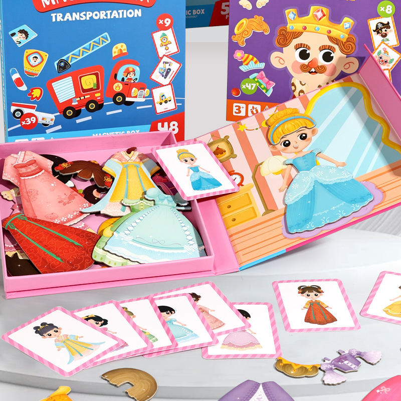 Princess And Prince Dress-Up Sticker Book Versatile Magnetic Dress-Up Game