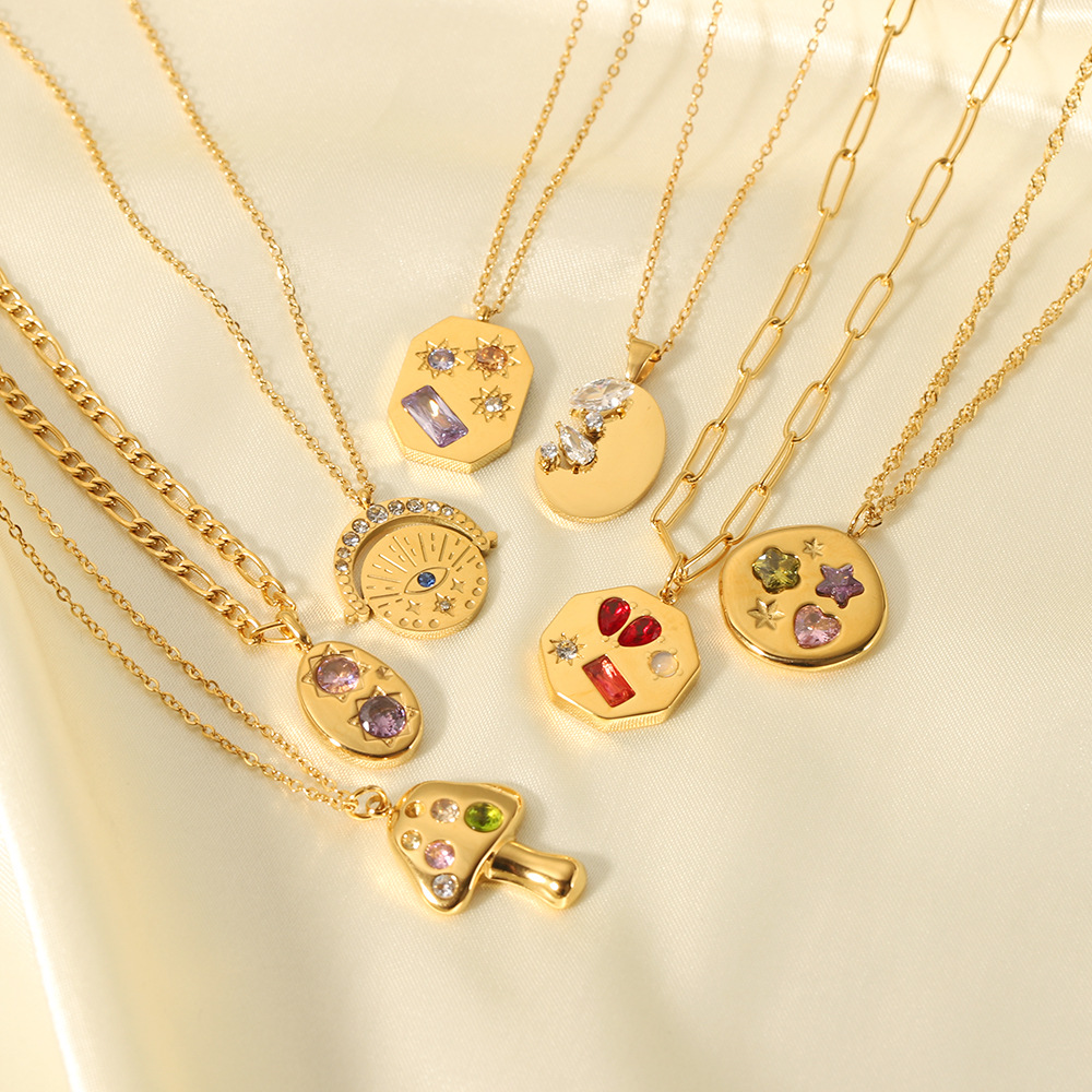 Women's Colorful Geometric Zircon Necklace