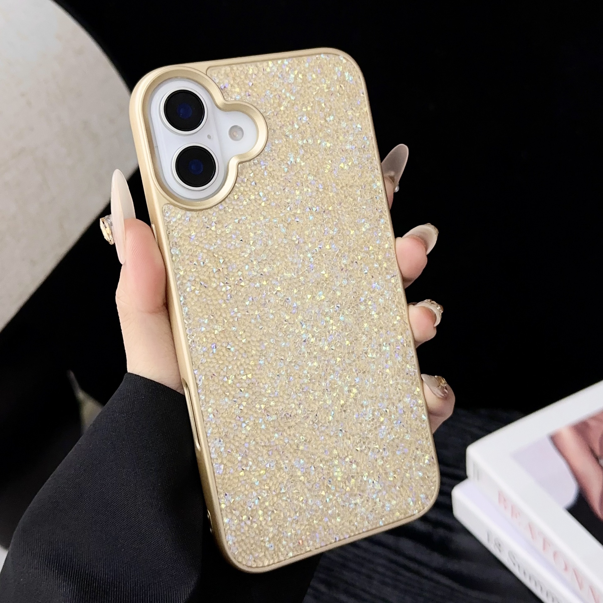 Skin Feeling Carbink Phone Case 14Pro Large Hole Soft Edge Hard Shell