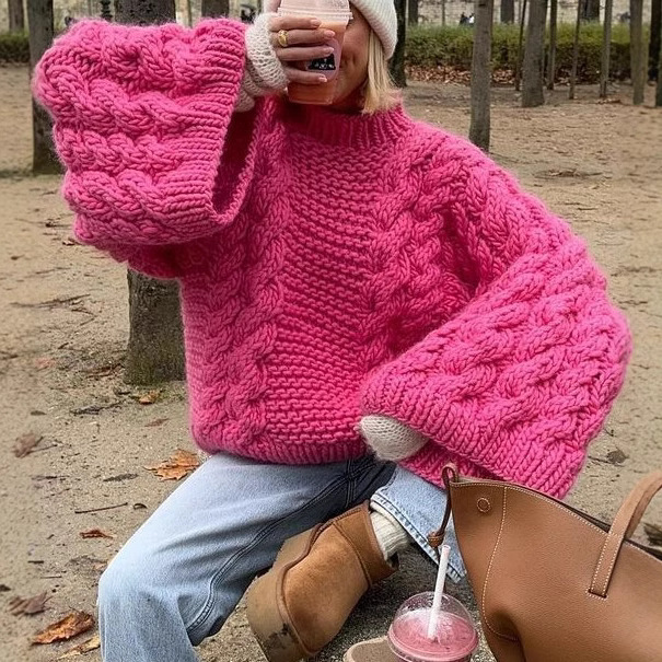 Loose Casual Versatile Solid-color Fashionable And Elegant Knit Sweater