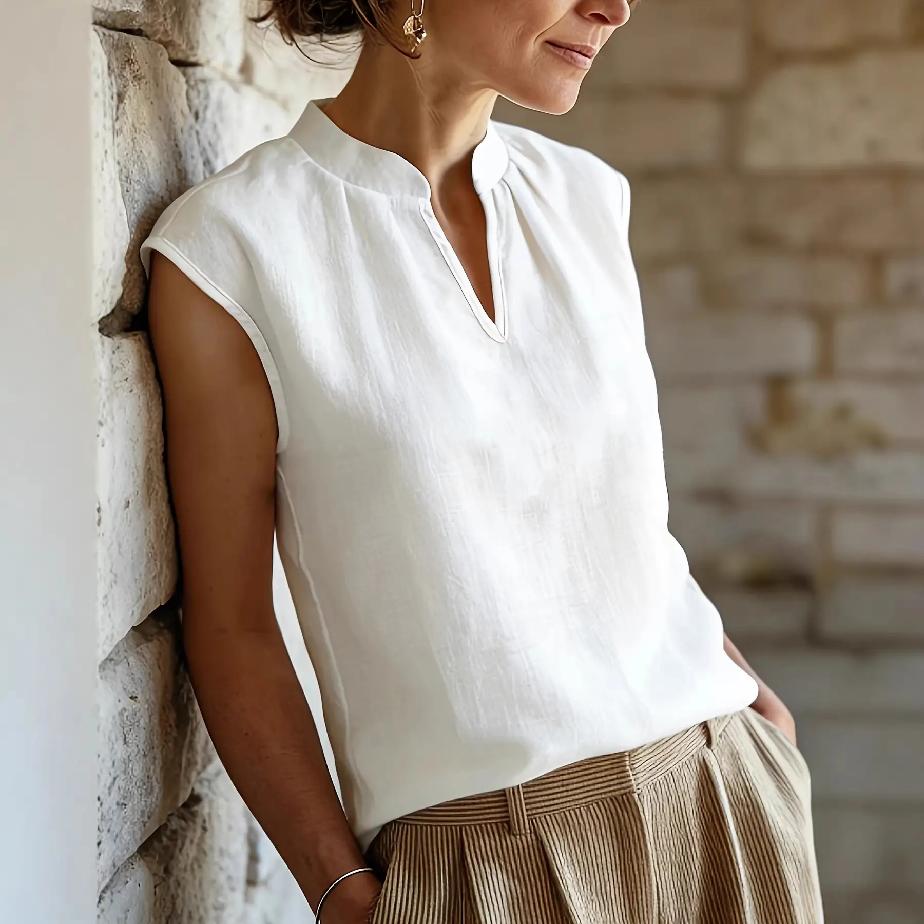 Resort-style Loose-fit Figure-flattering Versatile Shirt