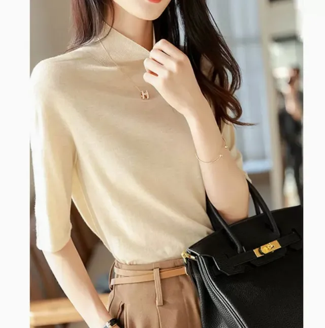 Women's Mid sleeve Top, Base Layer, Thin Sweater Apricot - Shop at LoveMi