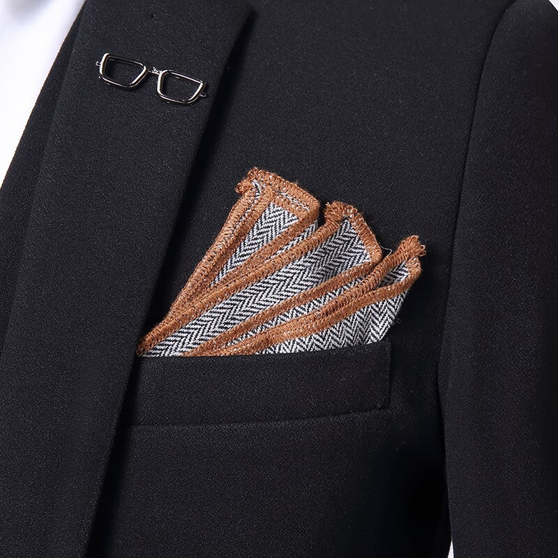 Mens Groom Wedding Suit Solid-Color Three-Piece Suit