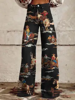 Women's Wide-leg Pants Fashion High Waist Casual Trousers 3D Printing - Mr1161 - View 1