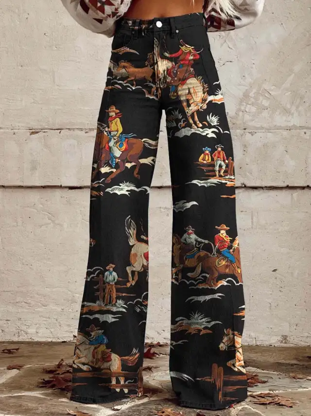 Women's Wide leg Pants Fashion High Waist Casual Trousers 3D Printing Mr1161 - Shop at LoveMi