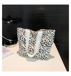 Fashion Leopard Print Tote Shoulder Bag - White - View 1