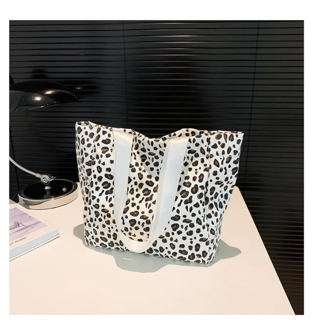 Fashion Leopard Print Tote Shoulder Bag White - Shop at LoveMi