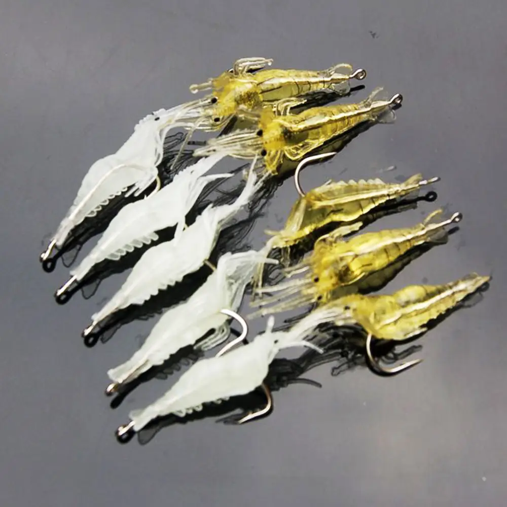 Yellow Stripe Luminous Soft Shrimp With Hook