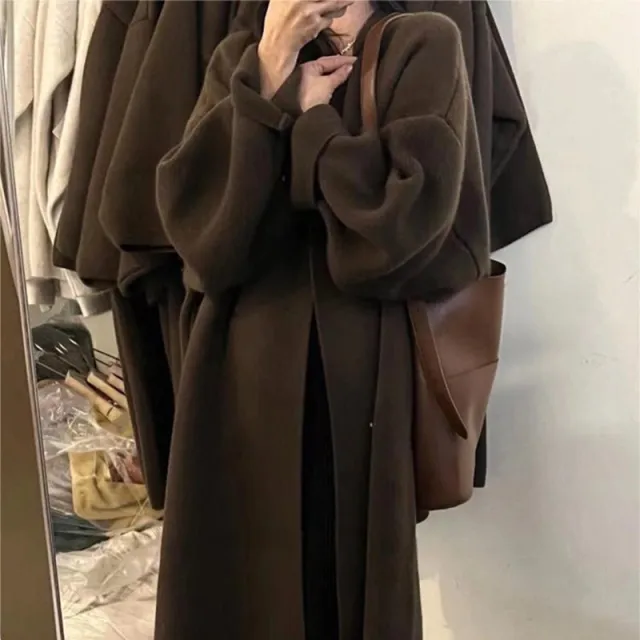 Design Solid Color Knitted Cardigan Coat Women Brown - Shop at LoveMi