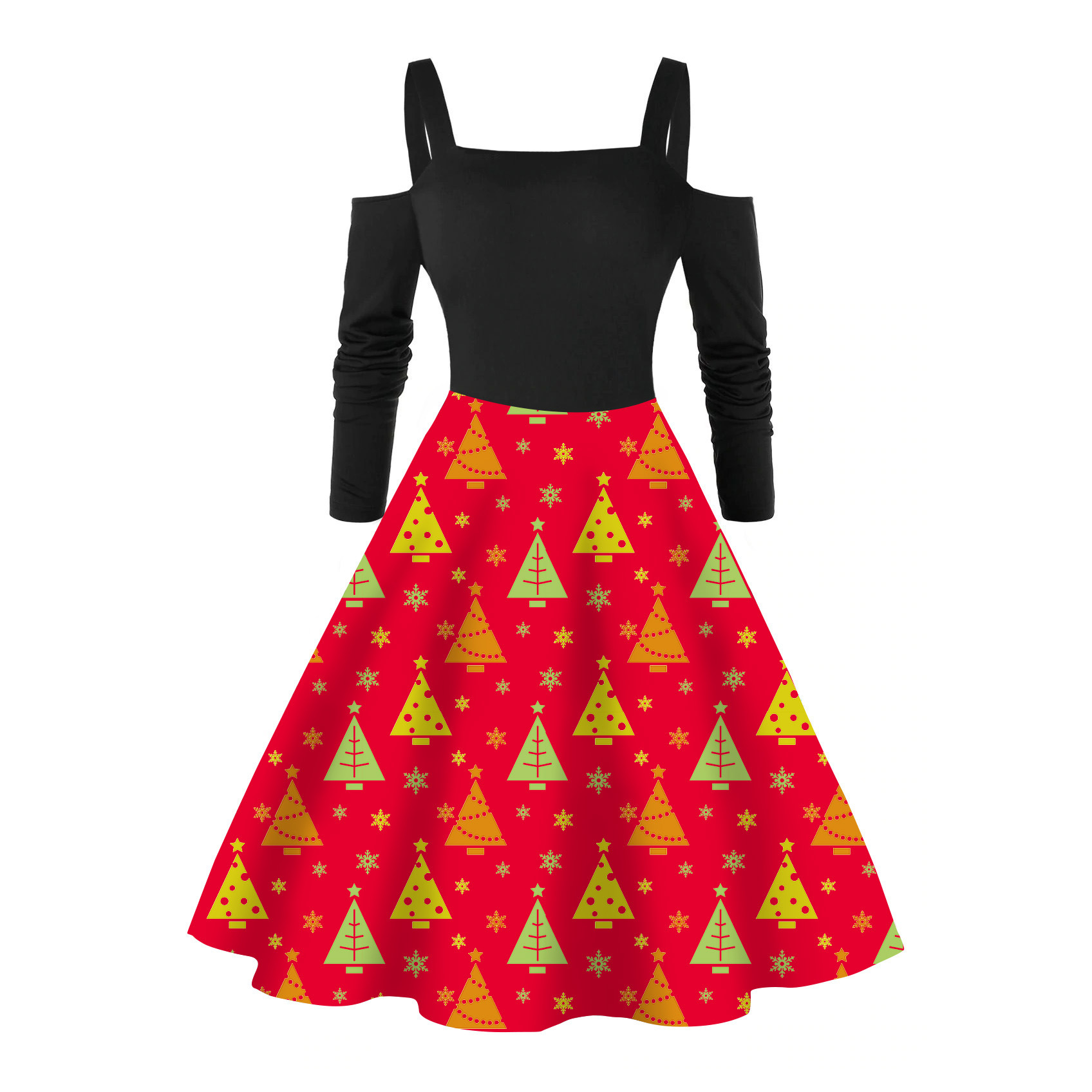 Women's Long-sleeved Snowman Printed Christmas Dress - 4