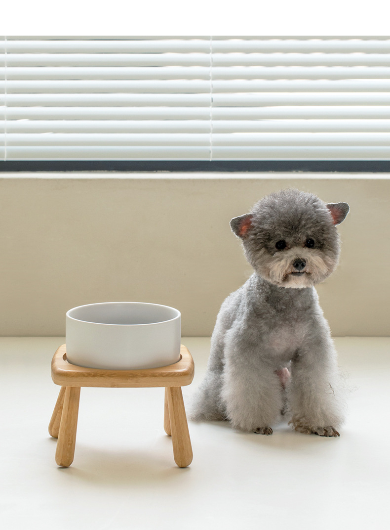 Ceramic Elevated Pet Bowl With Anti-Tip Design Double Bowls detail photo 1