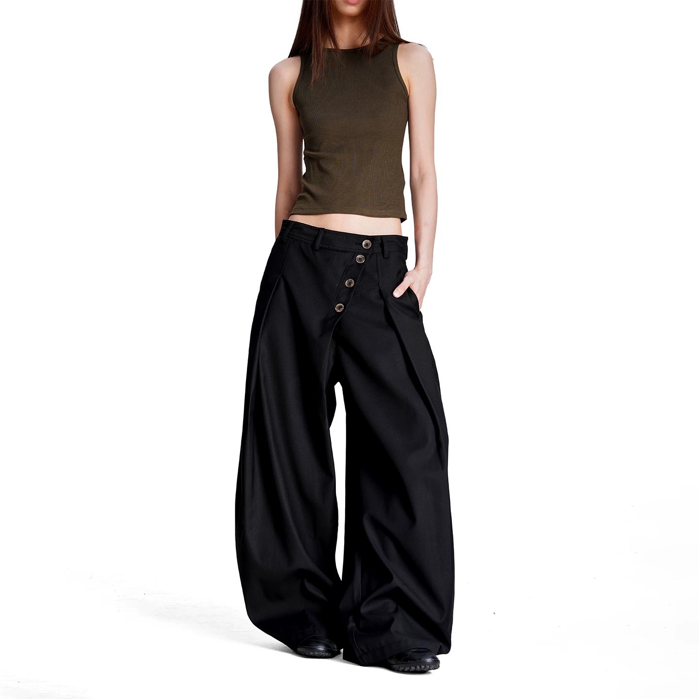 Scimitar Pants Summer New Arrival Vintage Double-breasted Casual Style